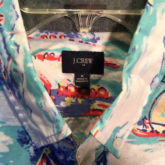 J. Crew Factory Hawaiian Aloha Button Down Shirt Slim Medium - Picture 2 of 7